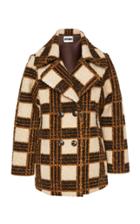 Apparis Audrey Faux Shearling Check Mid Length Coat