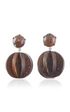 Rebecca De Ravenel Ginevra Dark Wood And Denim Earrings