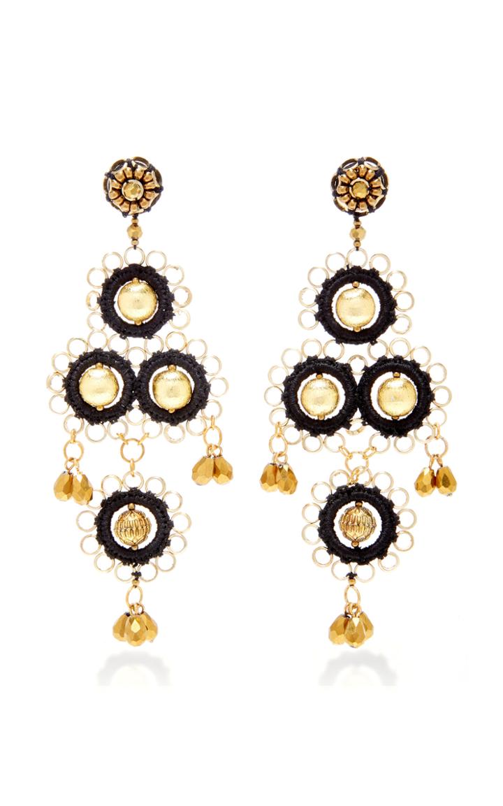 Oscar De La Renta Gold-tone Beaded Drop Earrings