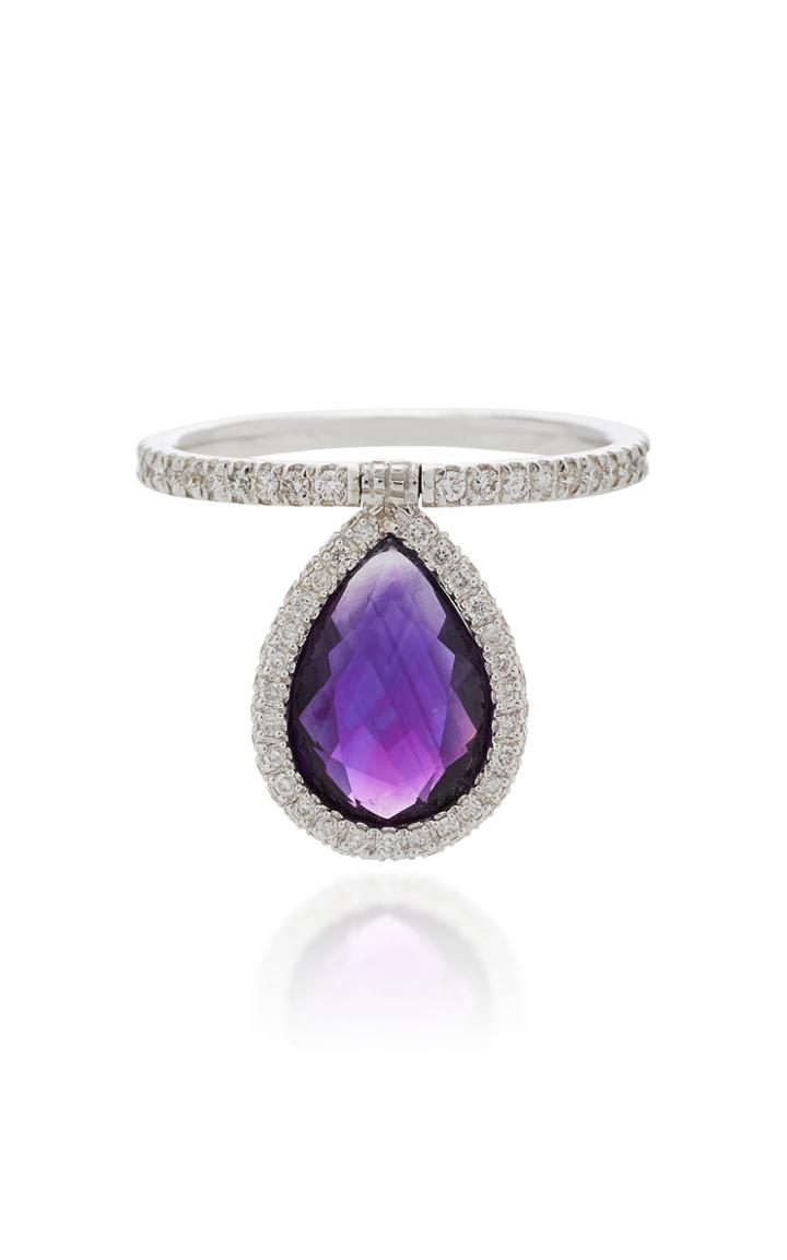 Nina Runsdorf Small 18k White Gold Diamond And Amethyst Flip Ring