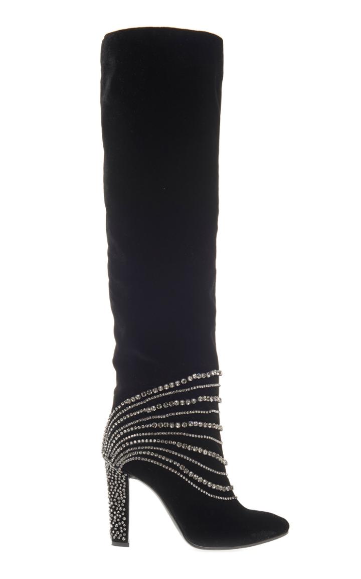 Alberta Ferretti Jeweled High Heel Boot
