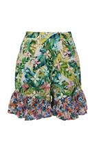 All Things Mochi Baila Ruffled Printed Cotton-voile Shorts