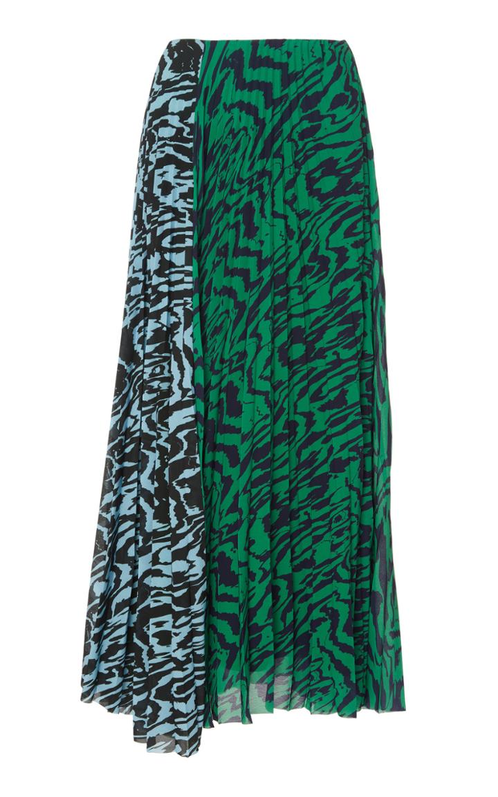 Solace London Nyomi Pleated Block-print Midi Skirt