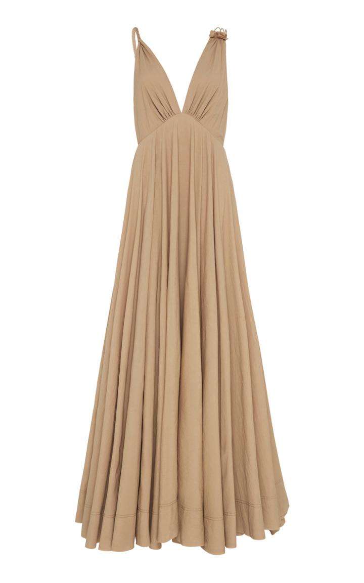 Moda Operandi Aje Vellum Draped Cotton-blend Poplin Maxi Dress