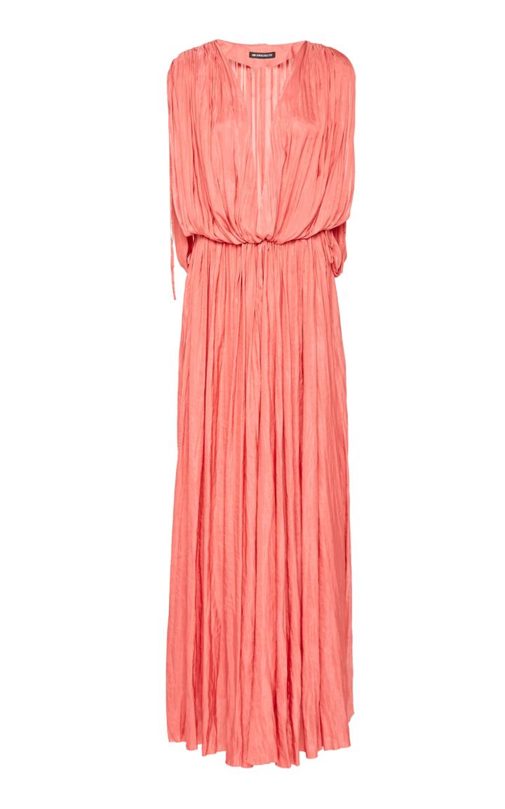 Ann Demeulemeester Pleated V-neck Sateen Midi Dress