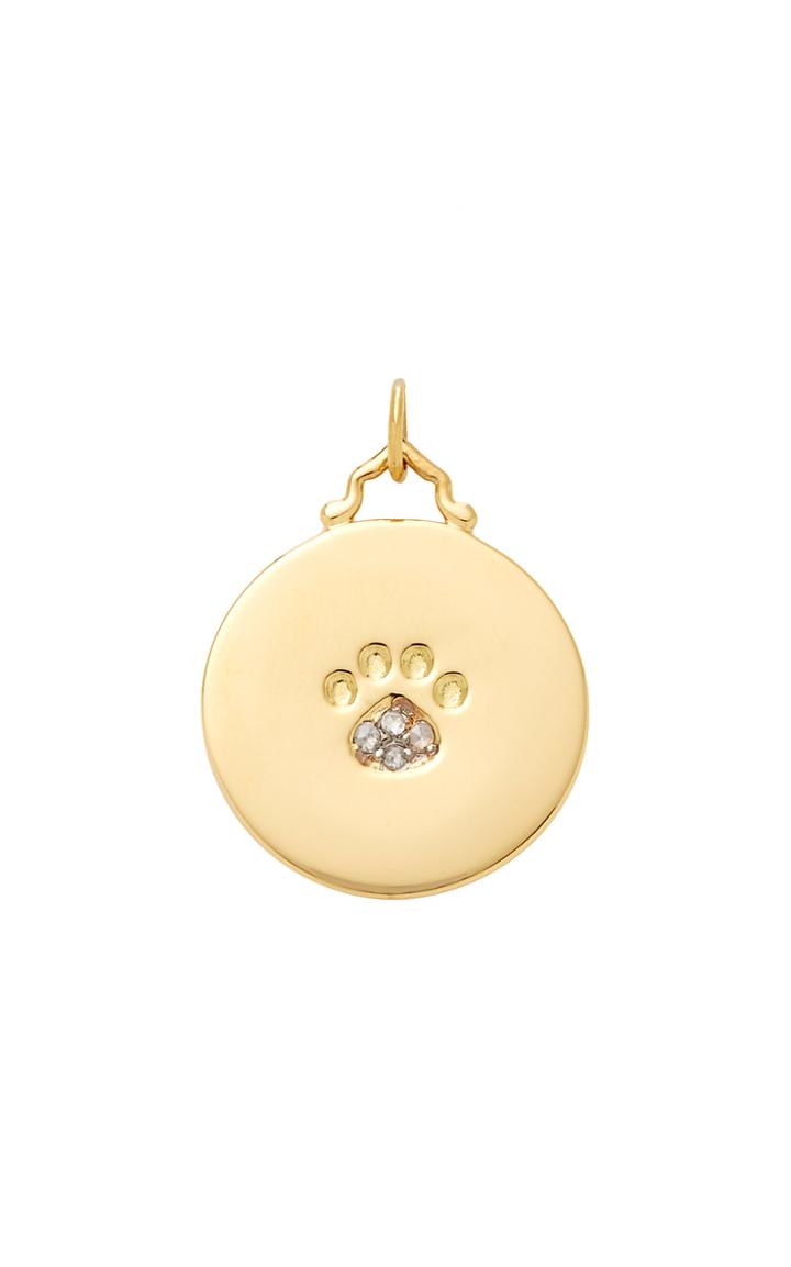 Monica Rich Kosann M'onogrammable Script 18k Yellow Gold And Diamond Paw Print Charm