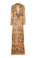 Saloni Alexia Tie-front Floral-print Silk-chiffon Maxi Dress