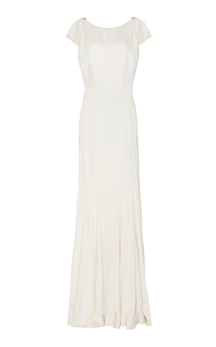 Zac Posen Pleated Open-back Crepe Dress