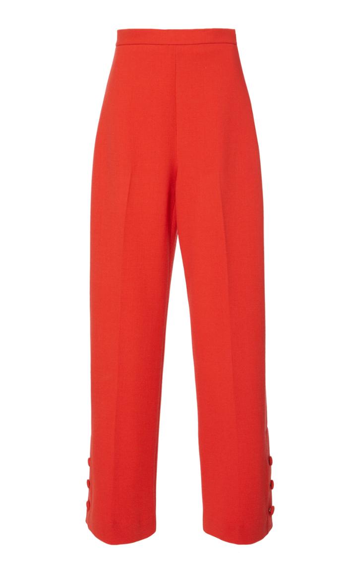 Lela Rose Cropped Wool-blend Button Placket Pants
