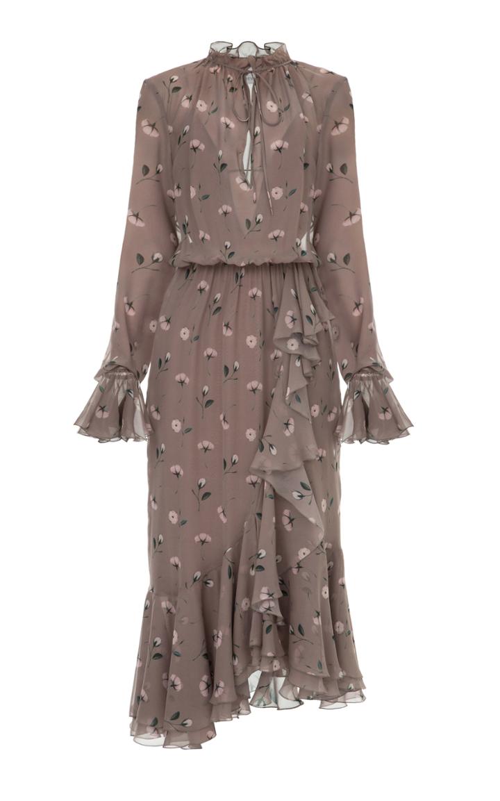 Elenareva Long Sleeve Silk Midi Dress