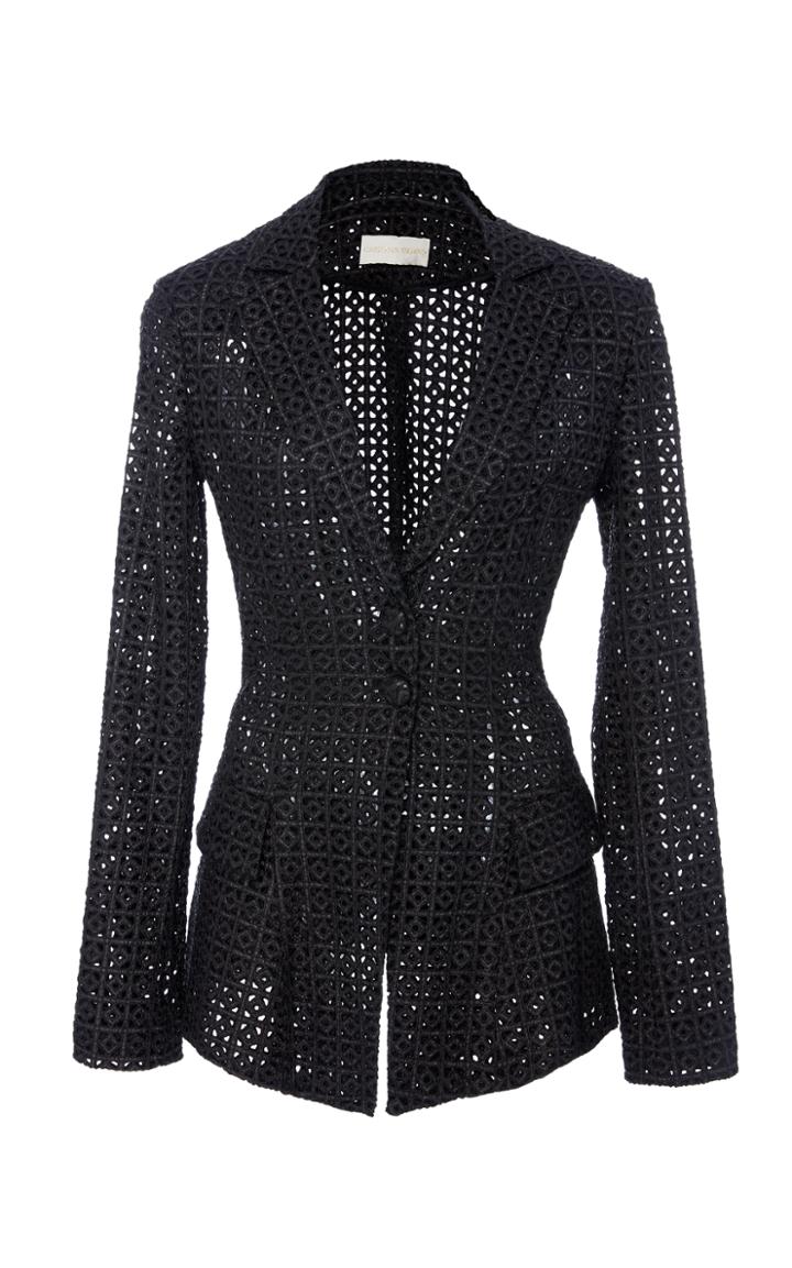 Christian Siriano Black Open Weave Blazer