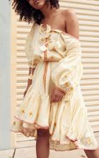 Innika Choo Lemon Ruched Tassel Blouson Dress