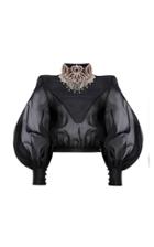 Moda Operandi Raisa Vanessa Puffed-sleeve Organza Cropped Top