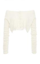 Miu Miu Off-the-shoulder Ribbed-knit Cashmere Silk Top