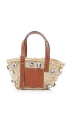 Loewe Basket Stones Small Palm Leaf And Leather Bag