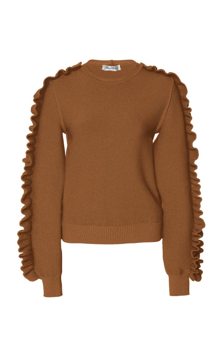 Max Mara Nido Ruffled Crepe Knit Sweater
