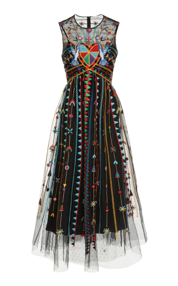 Red Valentino Love Celebration Embroidered Tulle Dress
