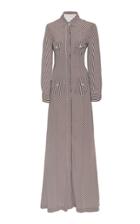 Rebecca De Ravenel Bias-paneled Striped Silk Shirt Dress