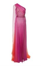 Moda Operandi Naeem Khan Ruched Assymetric Gradient Silk Gown Size: 2