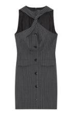 Moda Operandi Ganni Stripe Suiting Twist Wool-blend Mini Dress