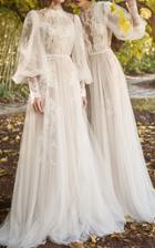 Costarellos Bridal Illusion Neckline Tulle Gown