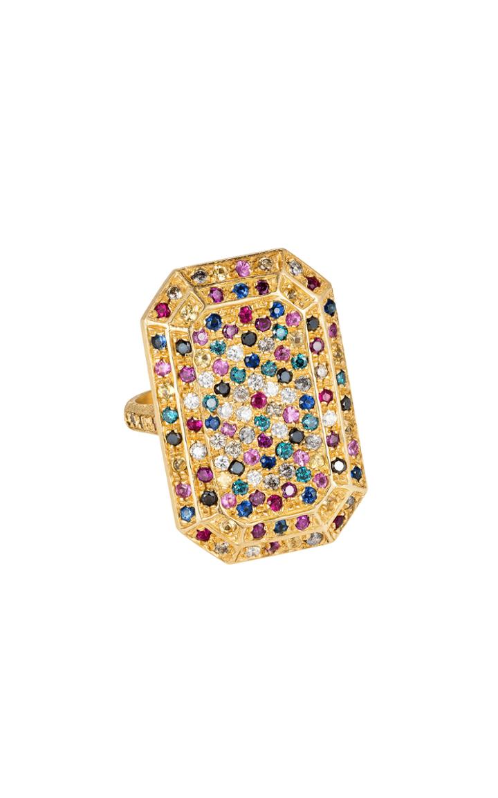 Moda Operandi Carolina Bucci 18k Gold Pav Emerald Cut Full Ring