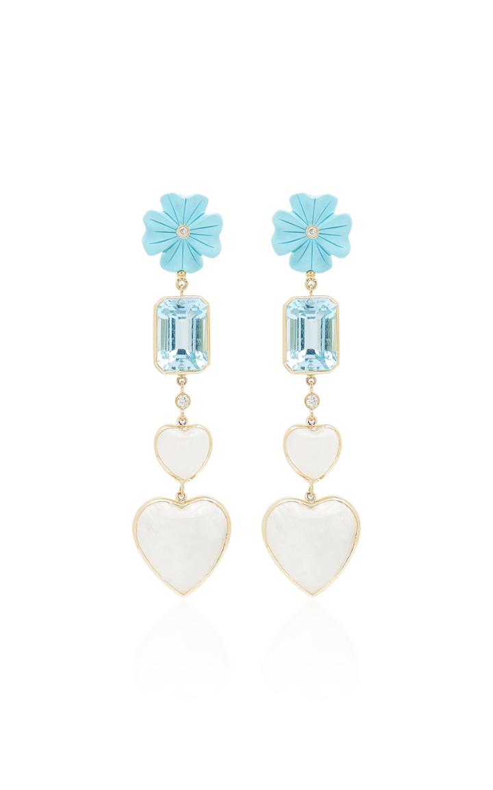 Brent Neale Clover And Double Heart Drop Earrings
