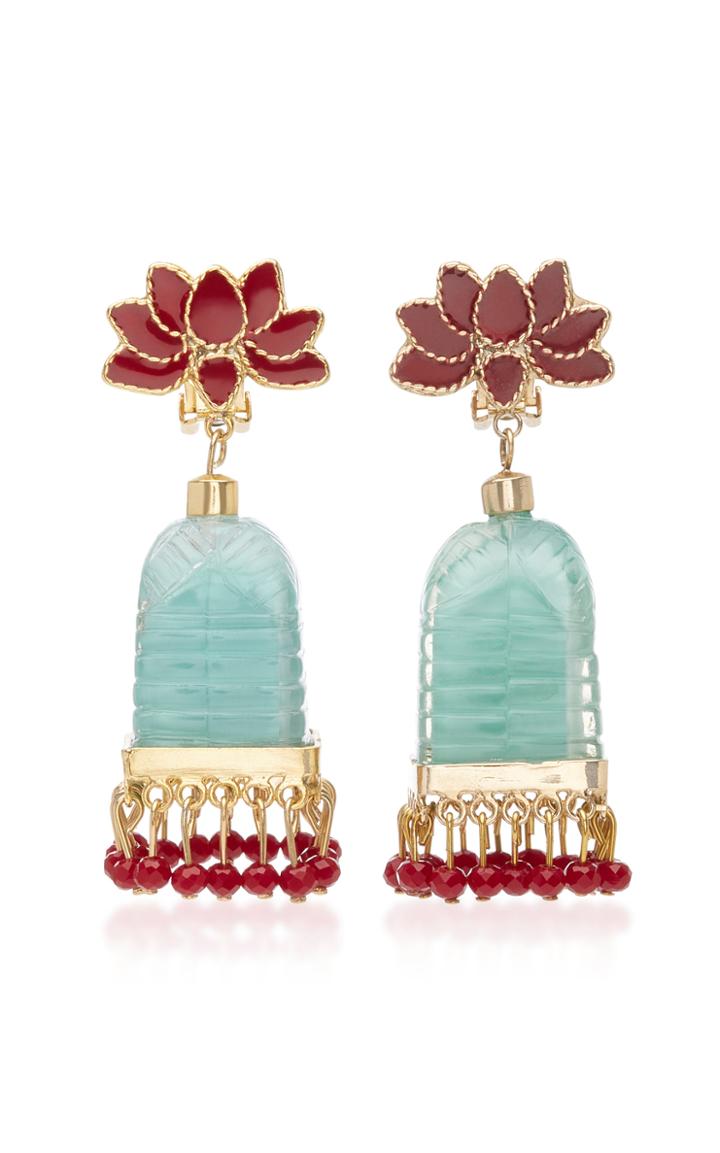 Betina De Luca Lotus Gold-plated Bead-embellished Earrings