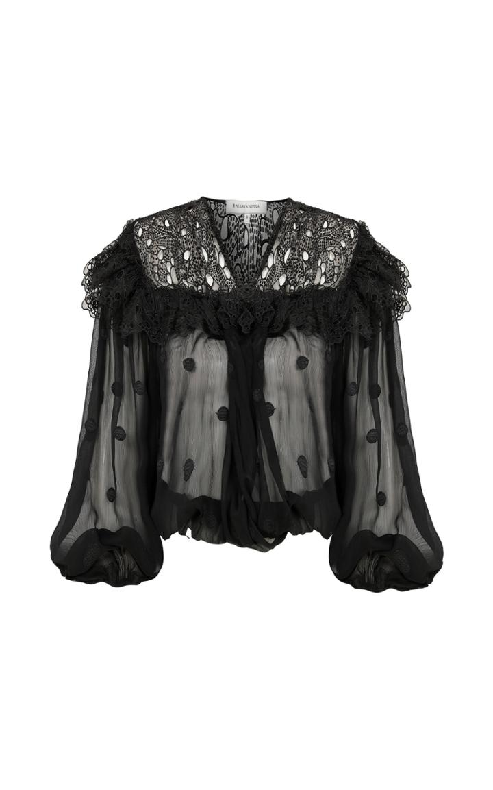 Raisa Vanessa Black Polka Doted Mesh Top