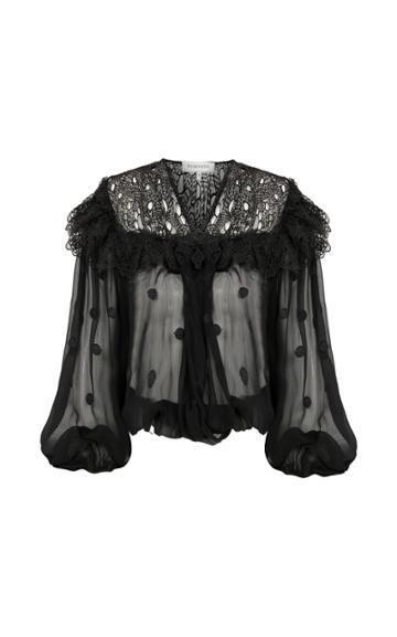 Raisa Vanessa Black Polka Doted Mesh Top