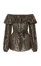 Moda Operandi Rebecca Vallance Sana Metallic Silk-blend Off-the-shoulder Top