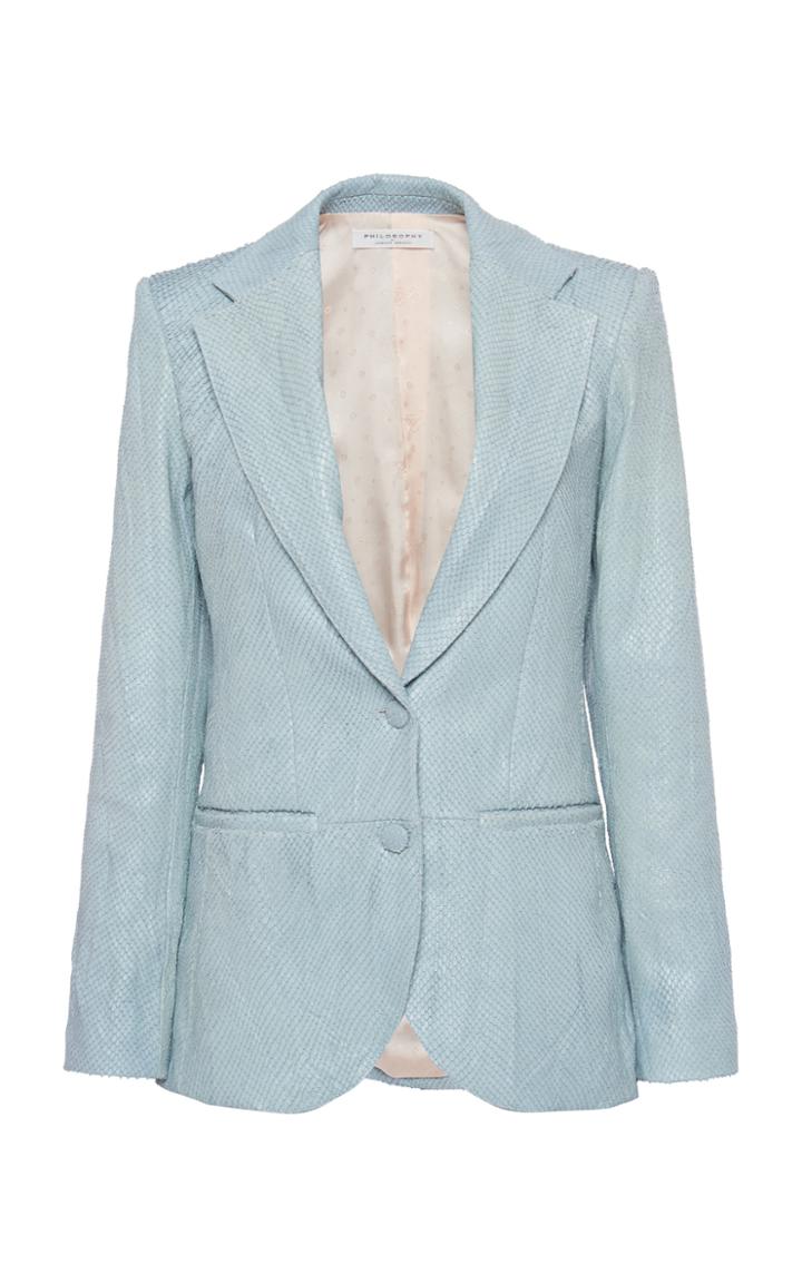 Moda Operandi Philosophy Di Lorenzo Serafini Python Leather Single-breasted Blazer