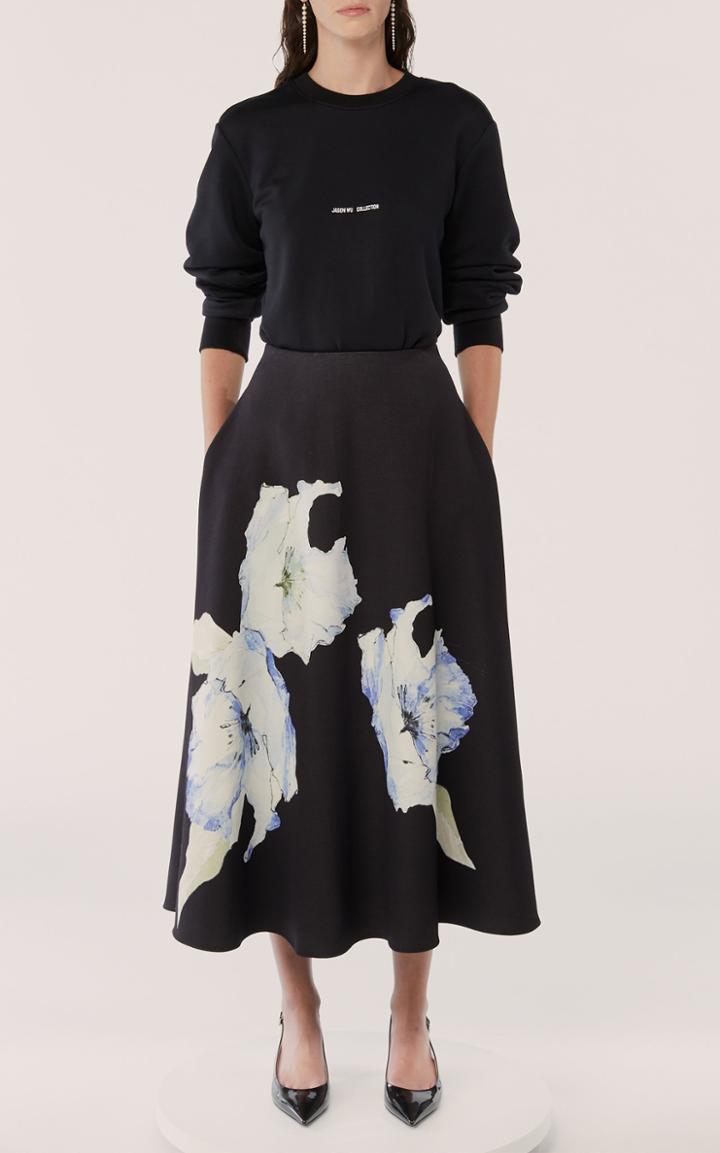 Moda Operandi Jason Wu Collection Floral-print Crepe Midi Skirt