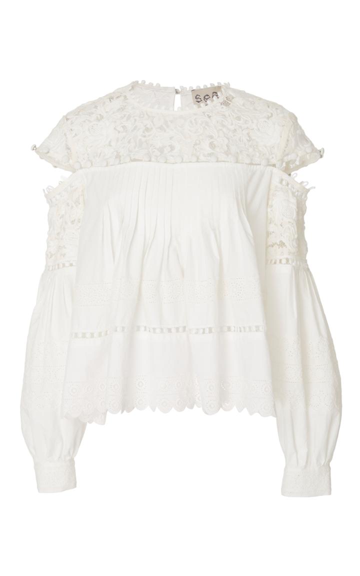 Sea Mara Eyelet Button Blouse