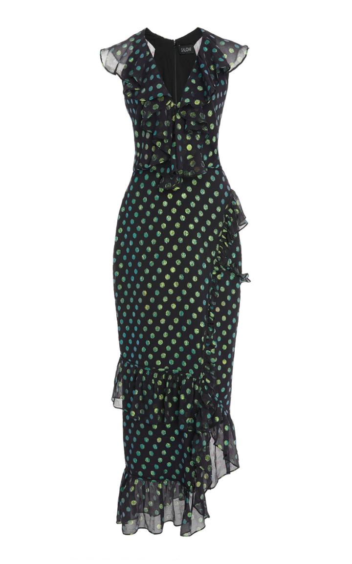 Saloni Anita Dotted Ruffle Dress