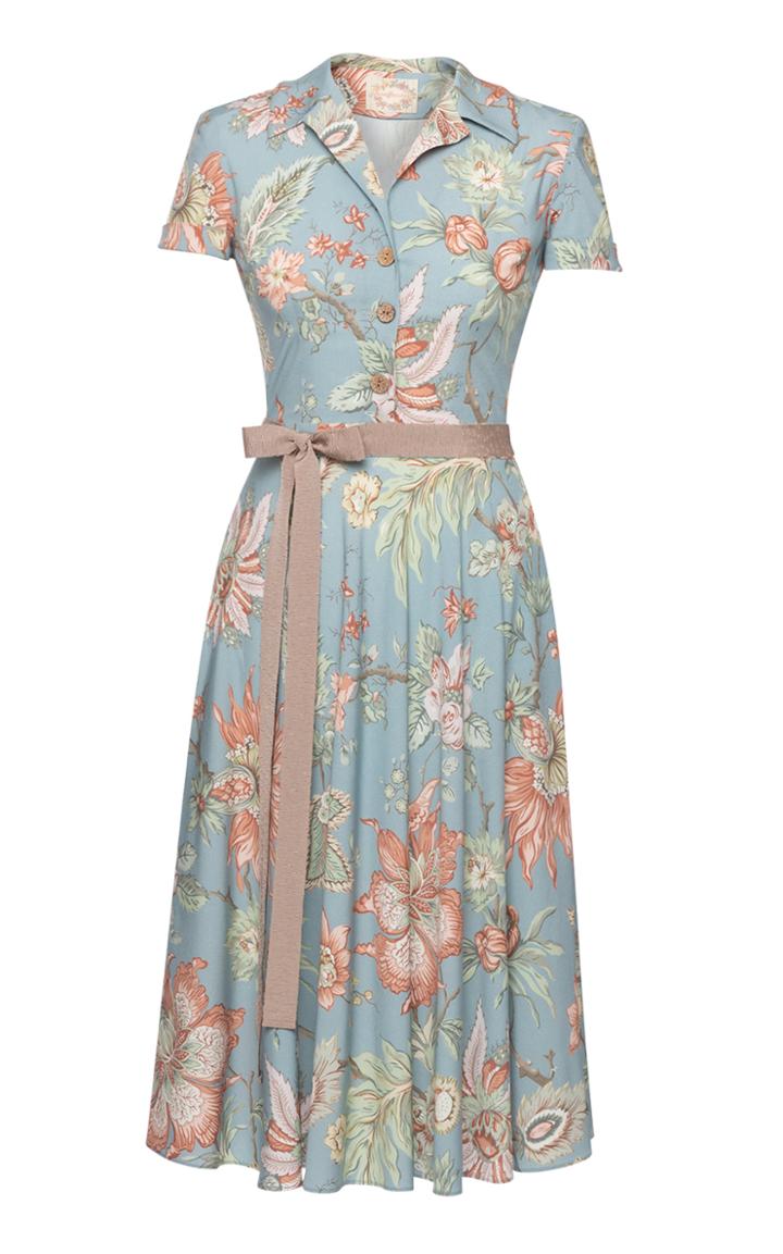Moda Operandi Lena Hoschek Isabeli Belted Floral Jersey Midi Shirt Dress