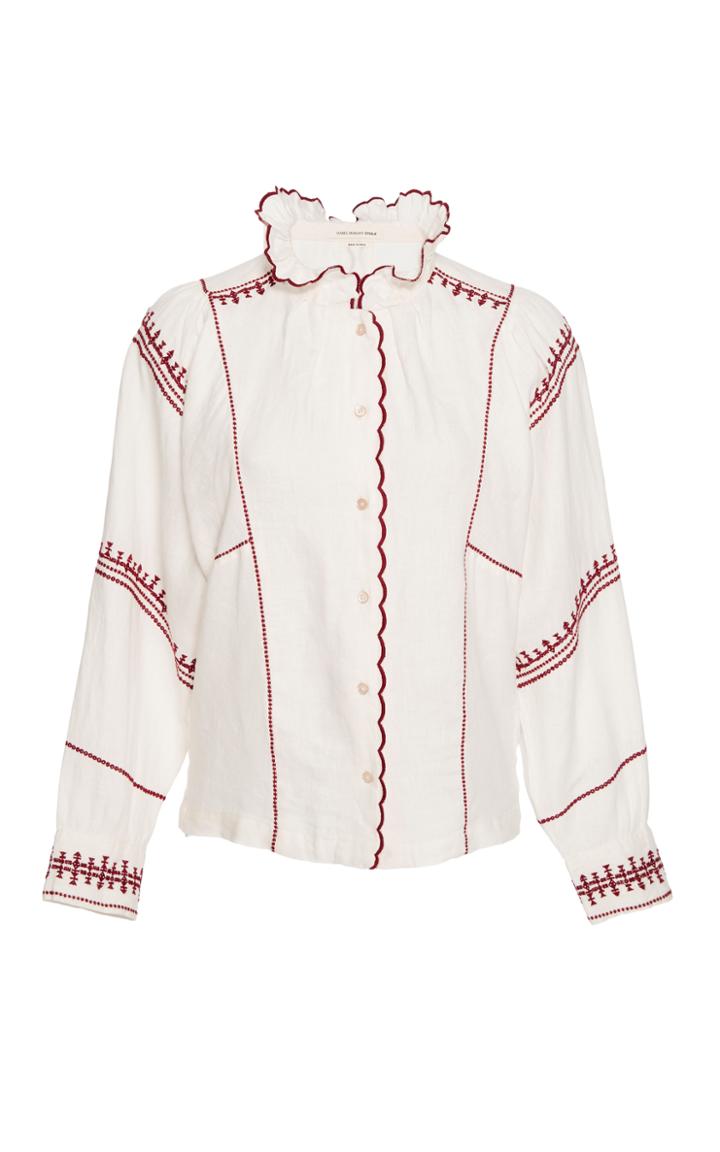 Isabel Marant Toile Delphine Ruffle Mock Neck Shirt