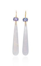 Jamie Wolf 18k Yellow Gold Tanzanite And Blue Chalcedony Drop Earring