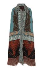 Etro Printed Fringe-trimmed Wool-blend Cape