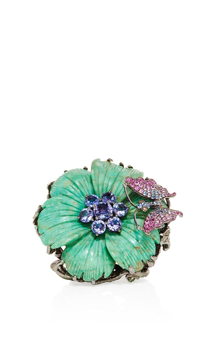 Wendy Yue Green Turquoise Flower Ring