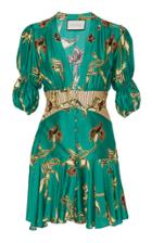 Alexis Nari Floral-print Ruffled Crepe De Chine Mini Dress