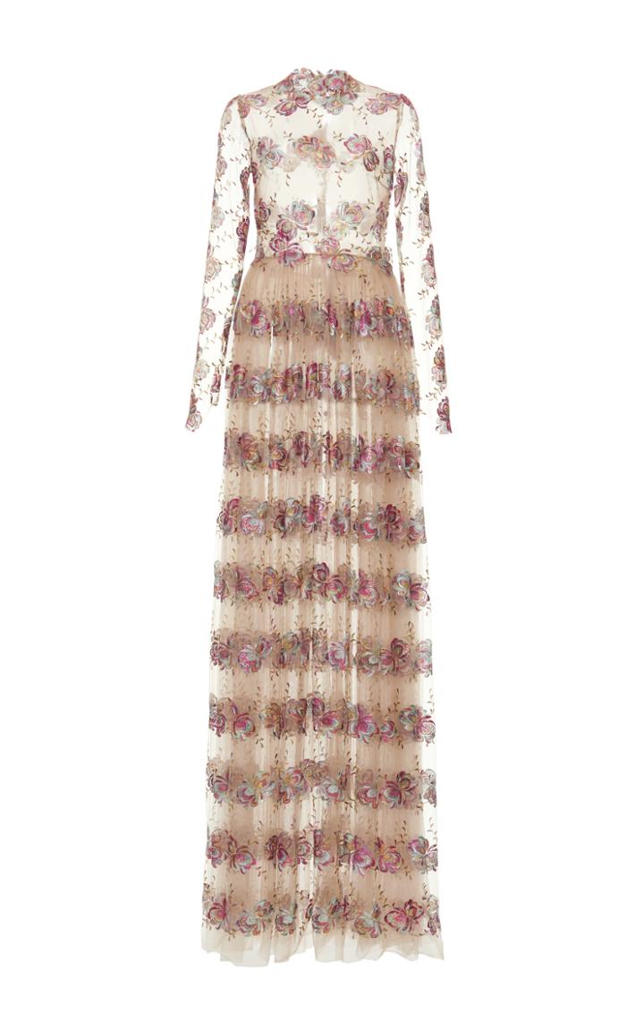Luisa Beccaria Embroidered Long Dress