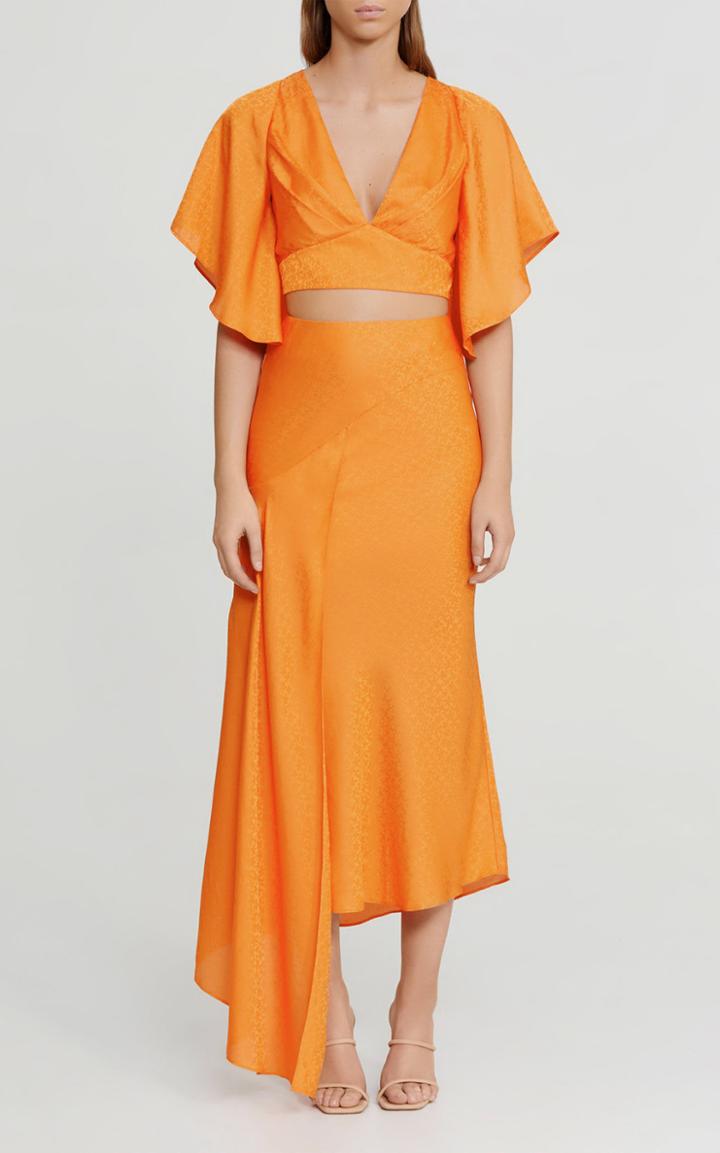 Moda Operandi Significant Other Mimosa Satin Jacquard Crop Top