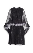 Moda Operandi Huishan Zhang Dora Embellished Lace Caped Dress