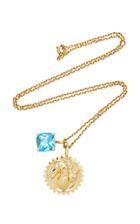 Carole Le Bris Perez Pegasus Medaillon And Blue Topaz Charm Necklace
