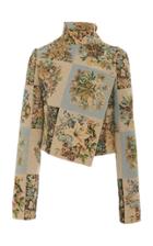 Oscar De La Renta Cropped Floral Jacquard Jacket