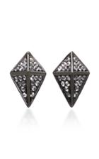 Lynn Ban Jewelry Pyramid Black Rhodium Sapphire Earrings