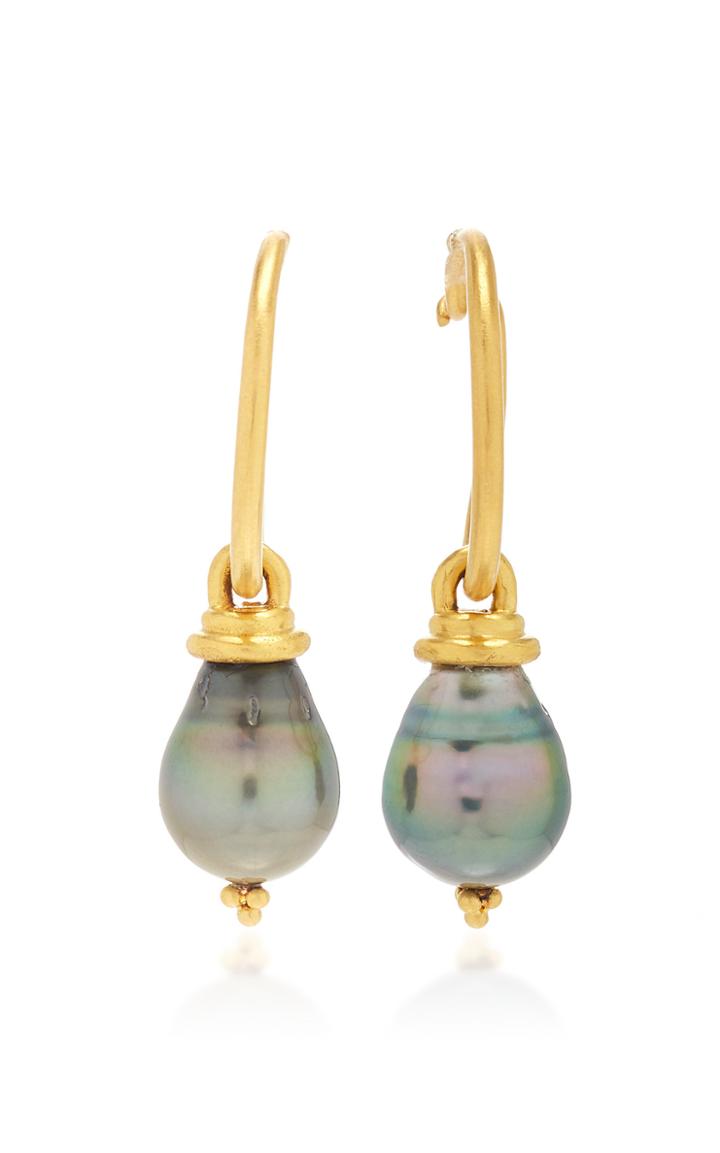 Prounis Tahitian Pearl Hoop And Hook Earrings