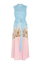 Moda Operandi Lela Rose Belted Printed Cotton Midi Dress Size: 0