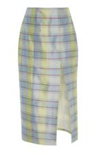Markarian Exclusive Plaid Printed Silk Midi Skirt